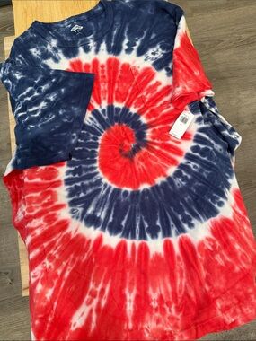 Old Navy Red, White & Blue Spiral Tie-Dye Long Sleeve Tee